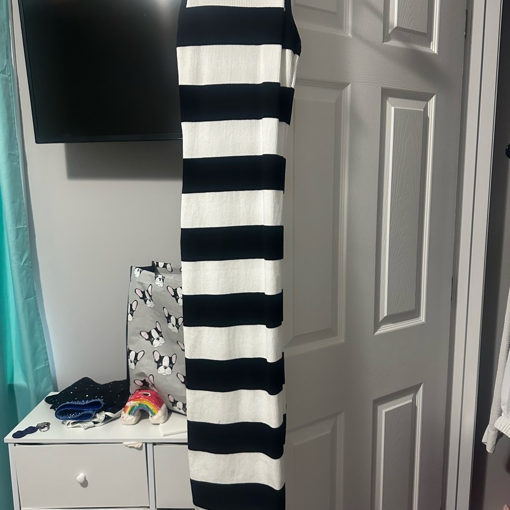 Black and White Striped Maxi Dress